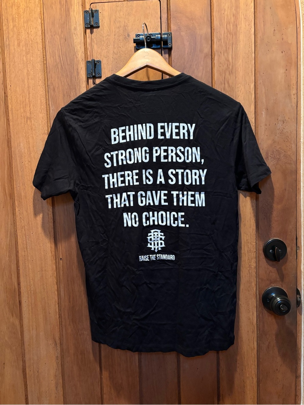 Raise the Standard Black Graphic Tee with Inspirational Back Print